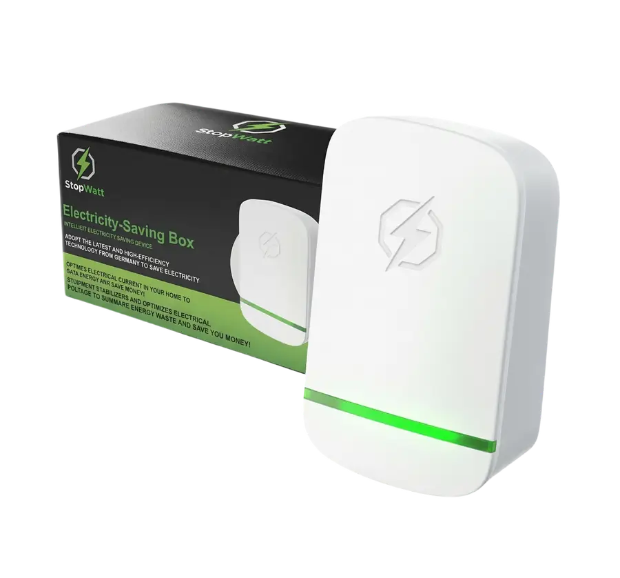 StopWatt Electricity-Saving Box device and packaging